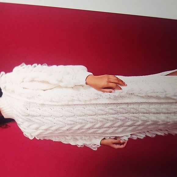 FARM RIO FRINGED CABLE KNIT  MIDI DRESS SIZE S - Picture 4 of 8
